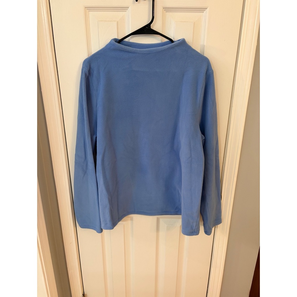 Talbots Fleece Pullover Womens XL Light Blue Mock Neck Long Sleeve Soft Top